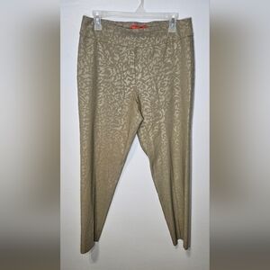 Krazy Larry Pull On Pants Leopard Print Womens Sz 12 Tan Ankle Pants Stretch B8